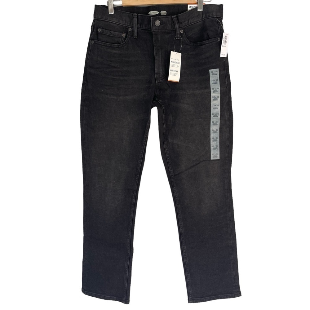 Old Navy Straight Leg Built in Flex Denim Jeans Medium Dark Wash Distress 32x30